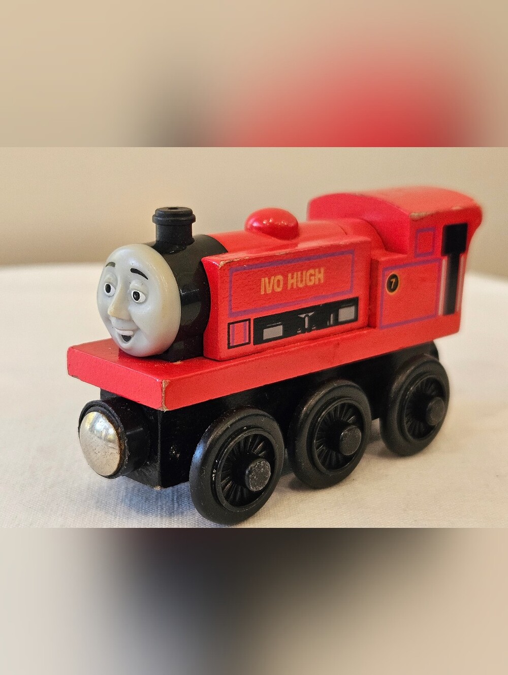 Thomas the Train Ivo Hugh Wooden Railway Tank Engine Friends #7 Red 2002